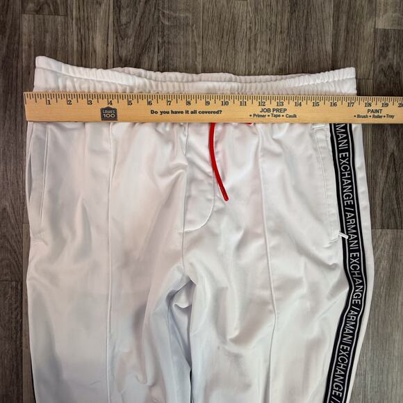 ARMAni EXChange White Side-Logo Track Pants Red Snap Hem Men’s Rare - Picture 6 of 8